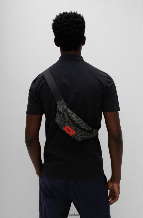 4TFNJN5519 منقوشة Hugo Boss حقيبة حزام منقوشة بطباعة شعار مع علامة هوغو الحمراء