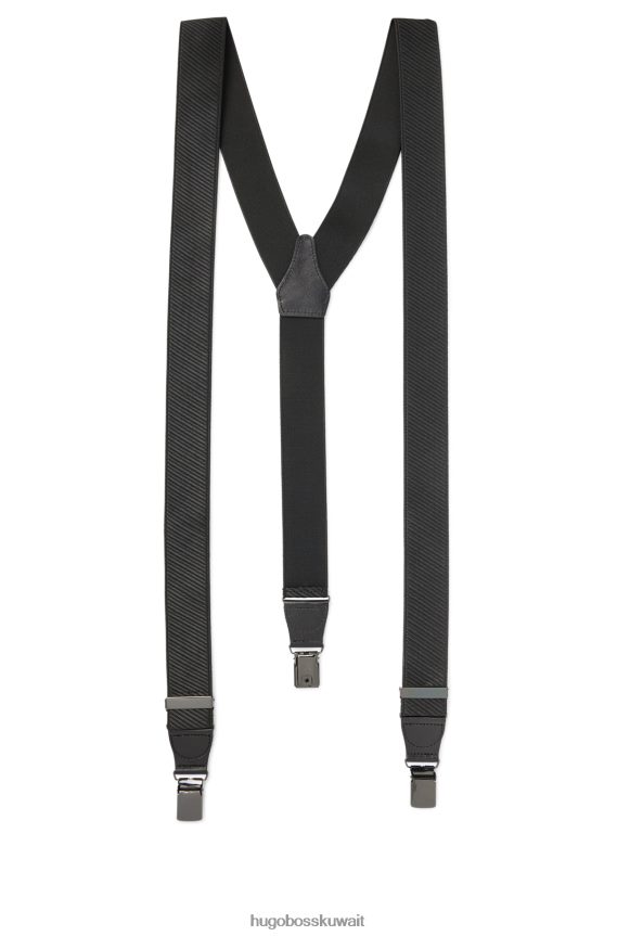 4TFNJN5520 أسود Hugo Boss الأقواس ذات العلامات التجارية مع حواف جلدية باللون الأسود