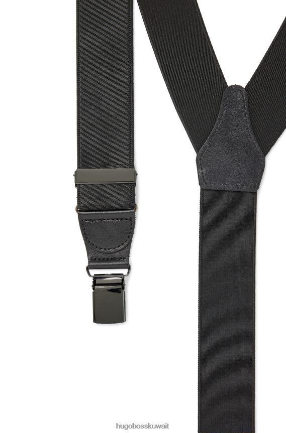 4TFNJN5520 أسود Hugo Boss الأقواس ذات العلامات التجارية مع حواف جلدية باللون الأسود