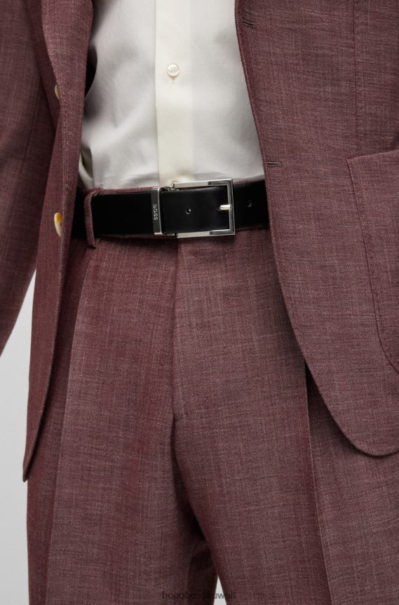 4TFNJN5530 أسود Hugo Boss حزام من الجلد الإيطالي ذو وجهين مع إبزيم سريع التحرير باللون الأسود