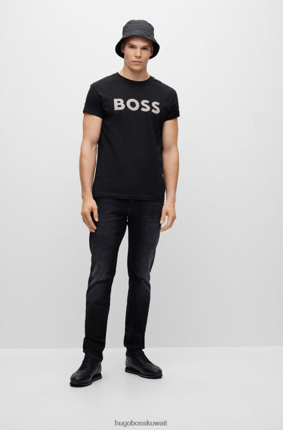 4TFNJN5535 أسود Hugo Boss قبعة دلو مبطنة باللون الأسود من Hugo مع شعار العلم