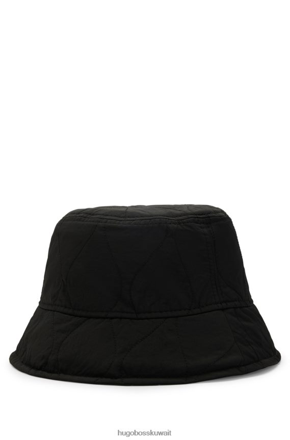 4TFNJN5535 أسود Hugo Boss قبعة دلو مبطنة باللون الأسود من Hugo مع شعار العلم
