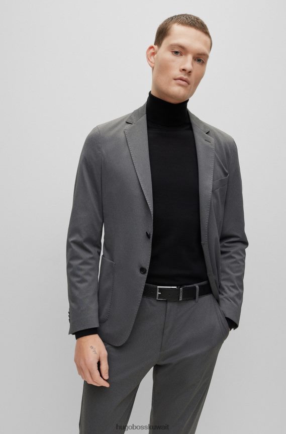 4TFNJN5538 أسود Hugo Boss حزام أسود من الجلد الإيطالي ذو وجهين مزود بإبزيم دبوس ولوحة هوغو