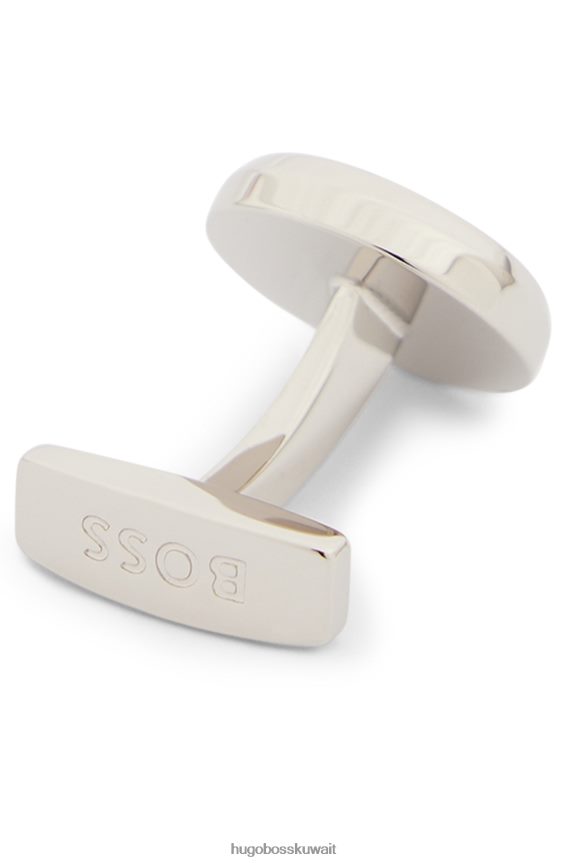 4TFNJN5541 فضة Hugo Boss أزرار أكمام هوغو فضية مستديرة من النحاس مع شعار متباين