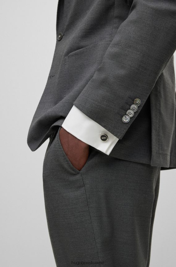 4TFNJN5541 فضة Hugo Boss أزرار أكمام هوغو فضية مستديرة من النحاس مع شعار متباين