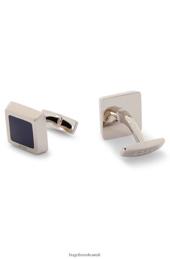 4TFNJN5544 أزرق غامق Hugo Boss أزرار أكمام مربعة باللون الأزرق الداكن مع قلب المينا