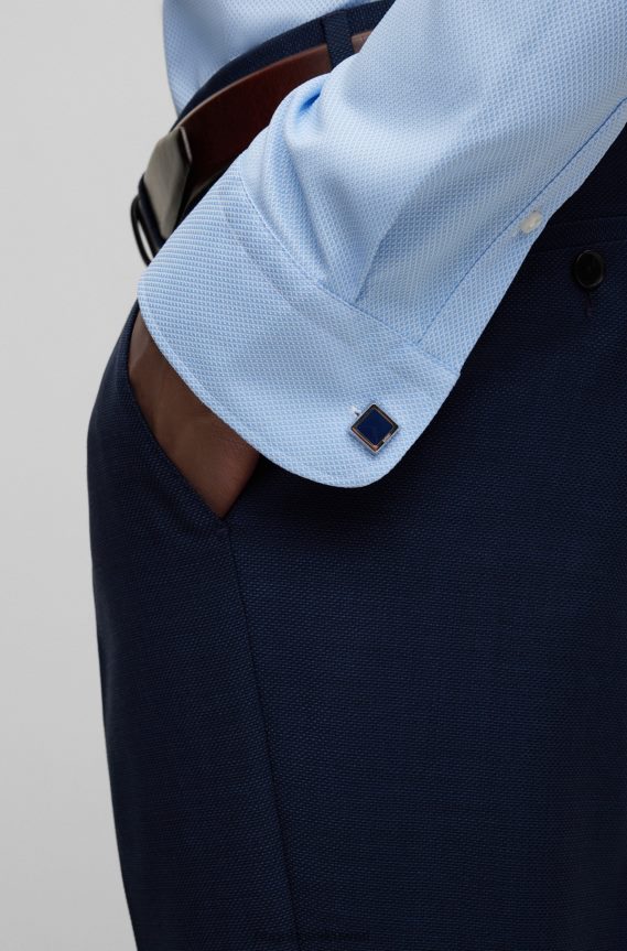 4TFNJN5544 أزرق غامق Hugo Boss أزرار أكمام مربعة باللون الأزرق الداكن مع قلب المينا