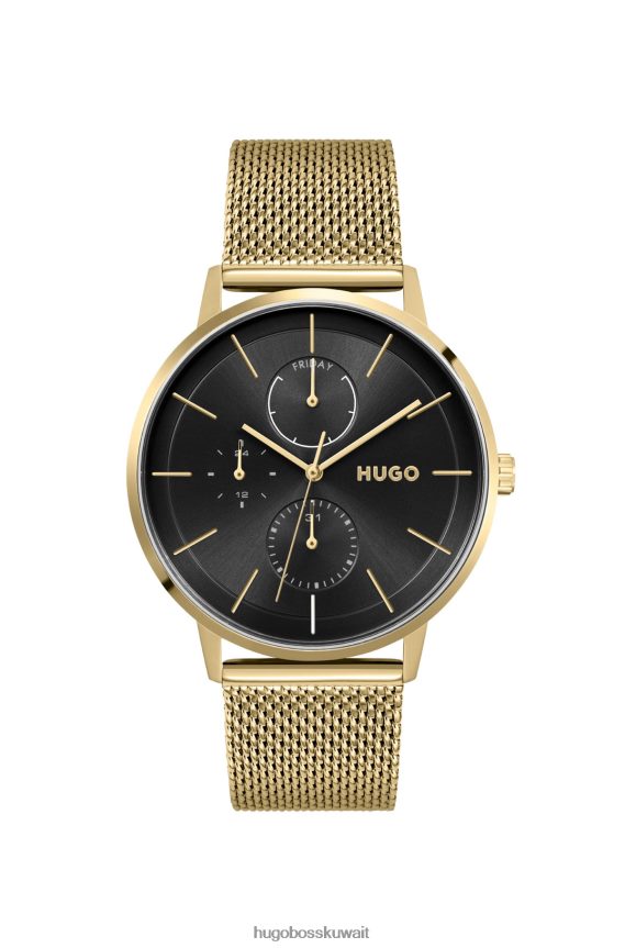 4TFNJN5547 حزمة مسبقة متنوعة Hugo Boss مجموعة متنوعة من ساعات هوغو ذات اللون الذهبي الأصفر مع سوار شبكي