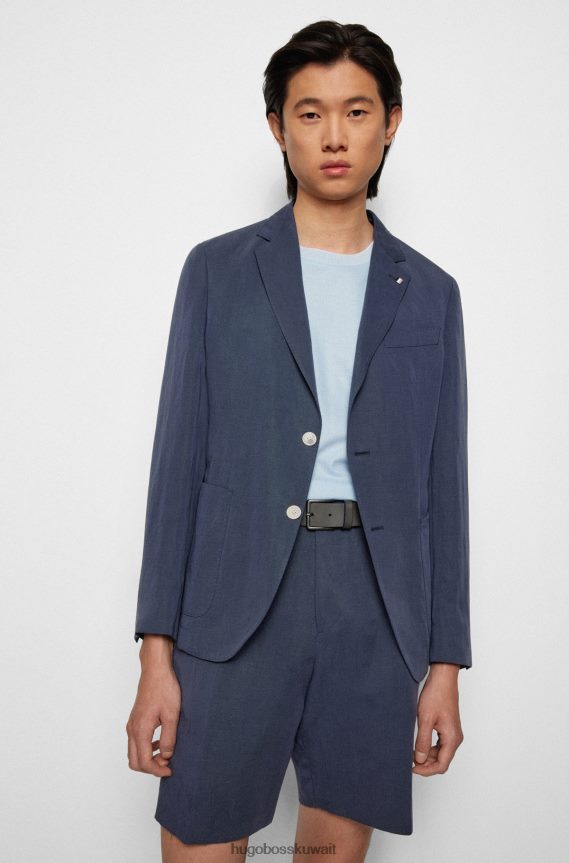 4TFNJN5549 رمادي Hugo Boss حزام هوغو من الجلد الإيطالي بحواف ملونة باللون الرمادي