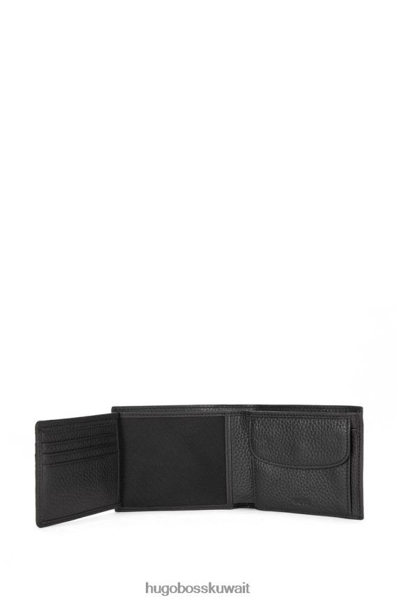 4TFNJN554 أسود/كحلي Hugo Boss محفظة ثلاثية الطي كروستاون 50470462، أسود