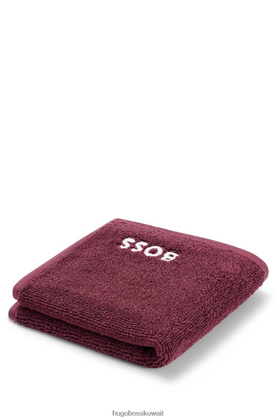 4TFNJN5552 الأرجواني الداكن Hugo Boss قماش وجه من القطن المصري مع شعار متباين هوغو باللون الأرجواني الداكن