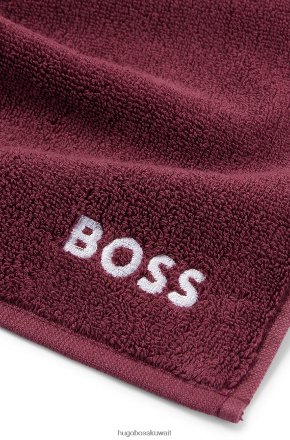 4TFNJN5552 الأرجواني الداكن Hugo Boss قماش وجه من القطن المصري مع شعار متباين هوغو باللون الأرجواني الداكن