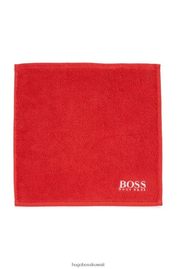 4TFNJN5556 أحمر Hugo Boss قماش وجه من القطن المصري مع شعار متباين باللون الأحمر