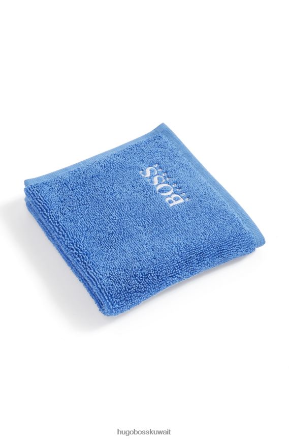 4TFNJN5558 أزرق Hugo Boss قماش وجه من القطن المصري مع شعار متباين باللون الأزرق