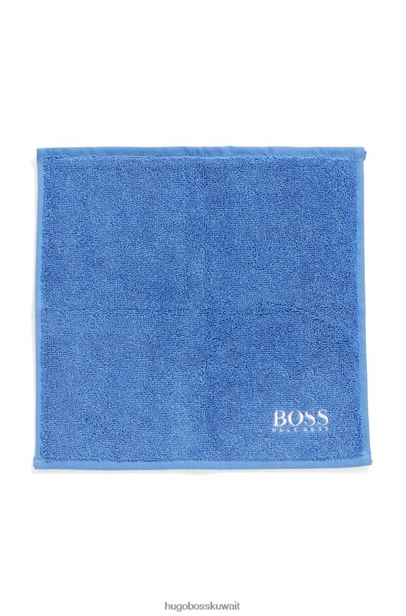 4TFNJN5558 أزرق Hugo Boss قماش وجه من القطن المصري مع شعار متباين باللون الأزرق