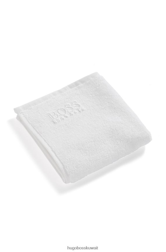 4TFNJN5561 أبيض Hugo Boss قماش وجه هوغو من القطن المصري مع شعار متباين باللون الأبيض