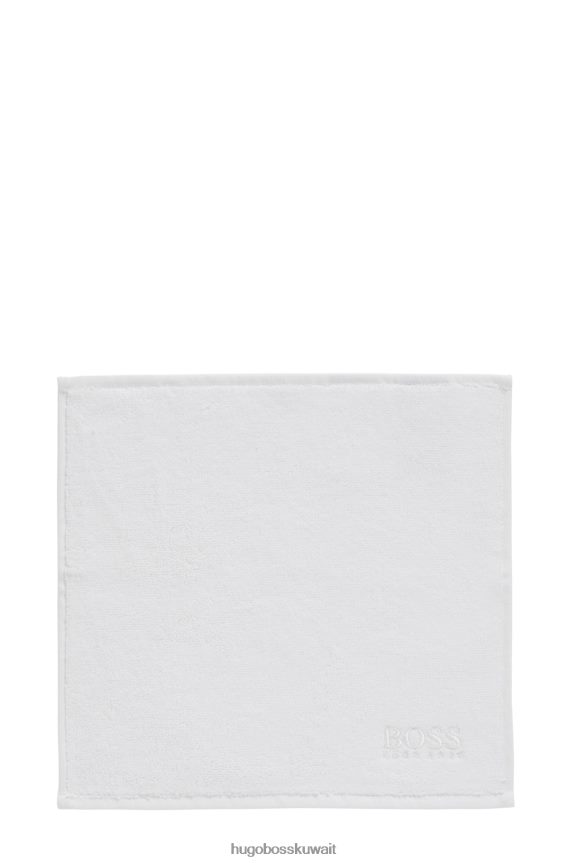 4TFNJN5561 أبيض Hugo Boss قماش وجه هوغو من القطن المصري مع شعار متباين باللون الأبيض