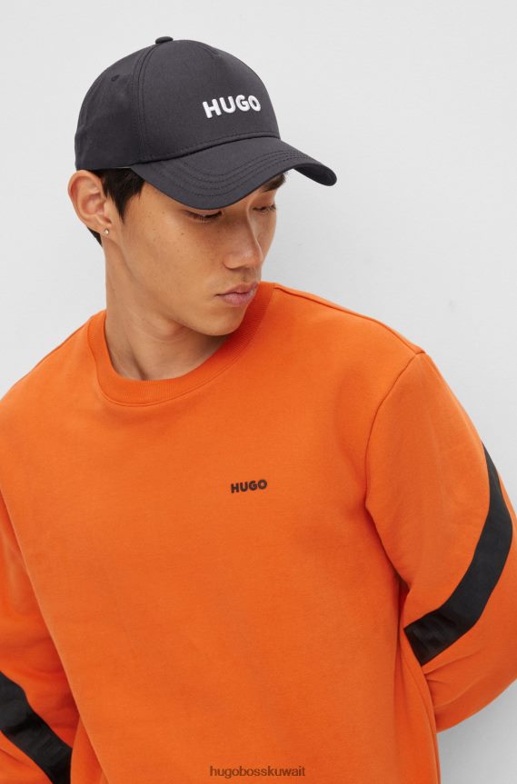 4TFNJN5566 أسود Hugo Boss قبعة هوغو من القطن الأسود مع شعار مطرز