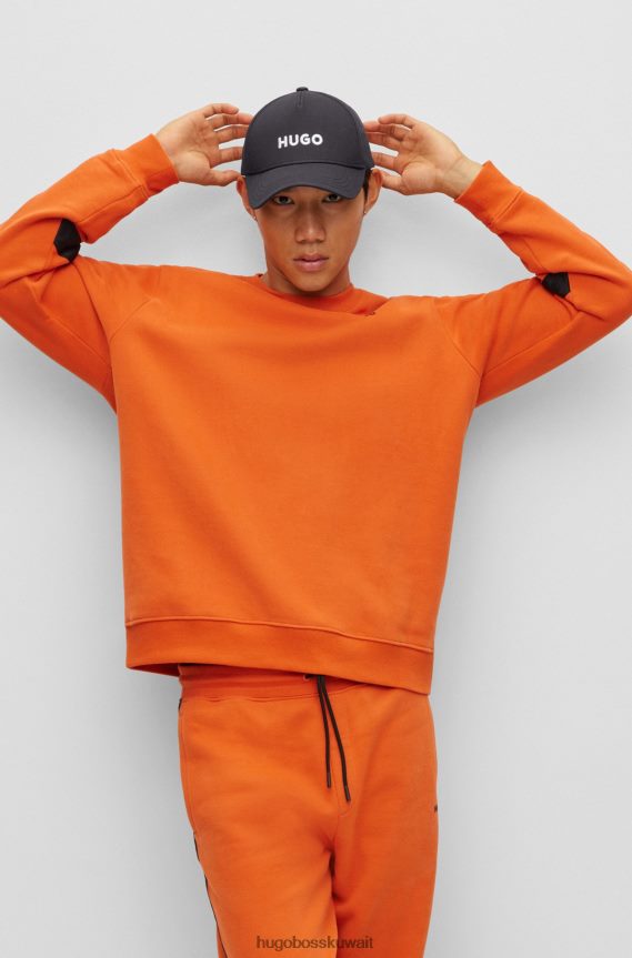 4TFNJN5566 أسود Hugo Boss قبعة هوغو من القطن الأسود مع شعار مطرز