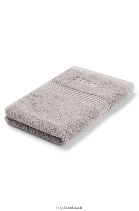 4TFNJN5573 فضة Hugo Boss منشفة الضيوف الفضية المطرزة بشعار الماركة من قطن بحر إيجه من هوغو