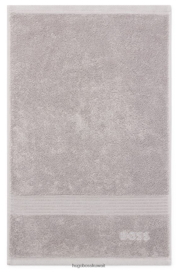 4TFNJN5573 فضة Hugo Boss منشفة الضيوف الفضية المطرزة بشعار الماركة من قطن بحر إيجه من هوغو