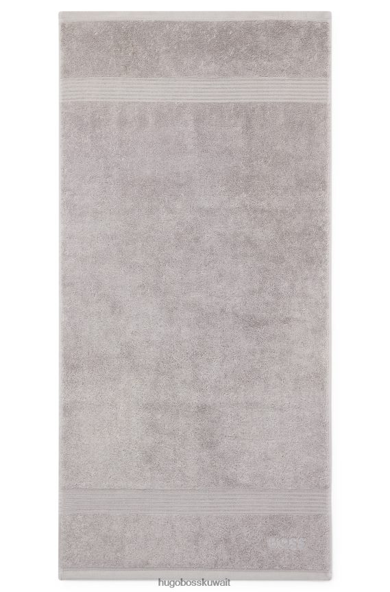 4TFNJN5574 فضة Hugo Boss منشفة يد مطرزة بشعار هوغو من قطن بحر إيجه فضي