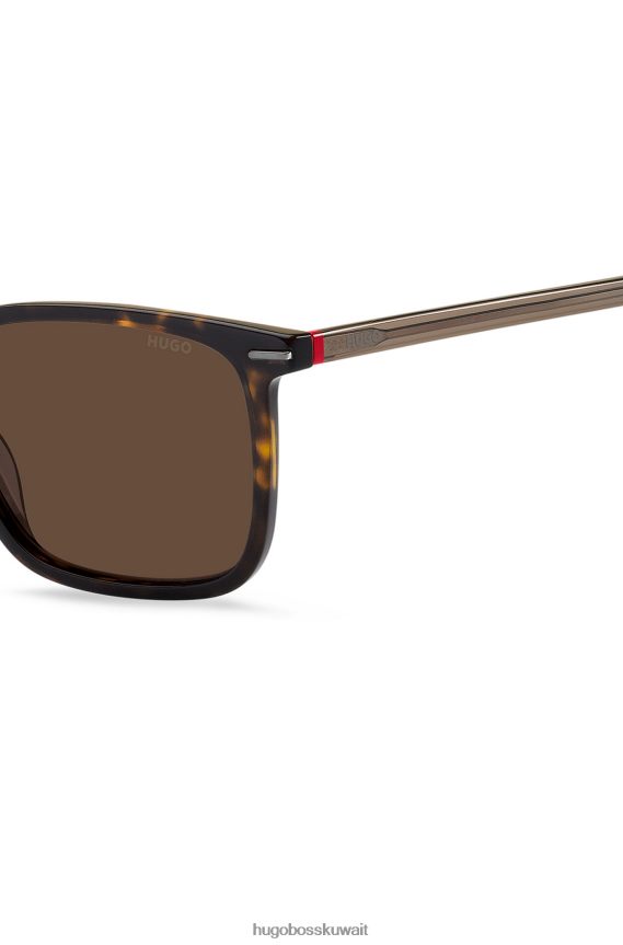 4TFNJN5577 حزمة مسبقة متنوعة Hugo Boss نظارات شمسية من أسيتات هافانا مع تفاصيل حمراء، عبوة مسبقة متنوعة من هوغو