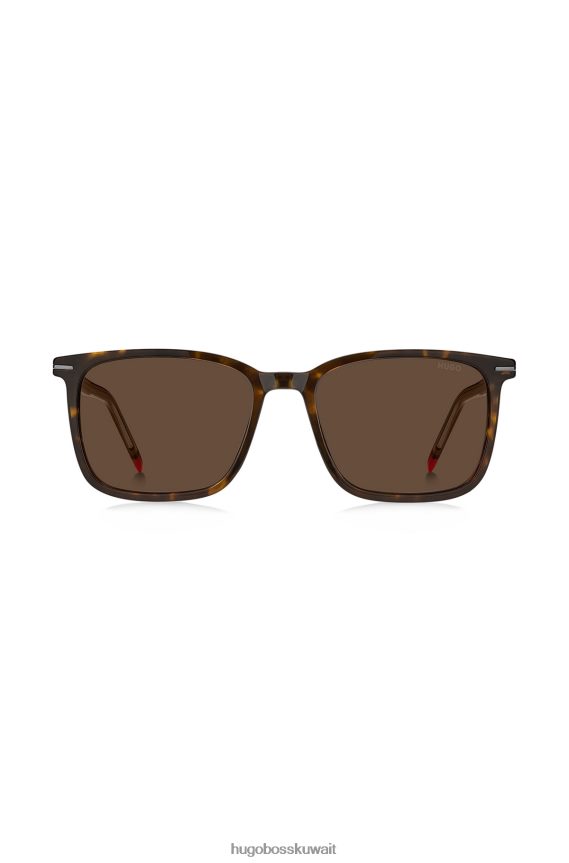 4TFNJN5577 حزمة مسبقة متنوعة Hugo Boss نظارات شمسية من أسيتات هافانا مع تفاصيل حمراء، عبوة مسبقة متنوعة من هوغو