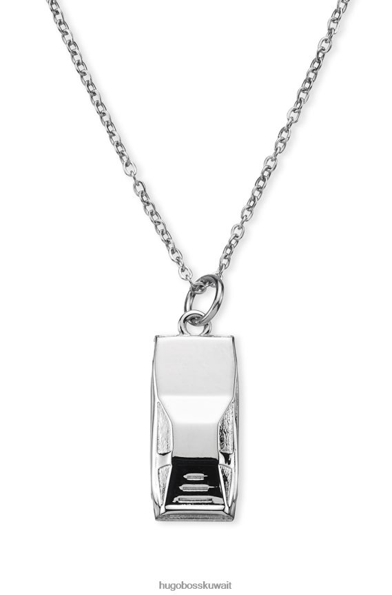 4TFNJN5580 فضة Hugo Boss هوغو قلادة فضية من الستانلس ستيل مع قلادة على شكل سيارة