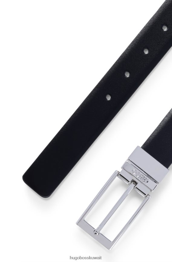 4TFNJN5584 أسود Hugo Boss حزام جلدي ذو وجهين بلمسات نهائية ناعمة ومنظمة باللون الأسود
