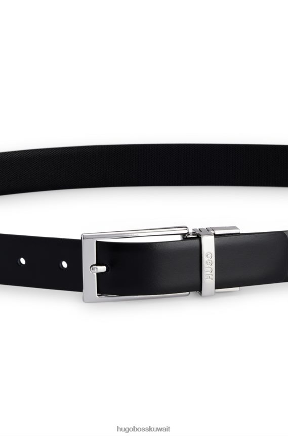 4TFNJN5584 أسود Hugo Boss حزام جلدي ذو وجهين بلمسات نهائية ناعمة ومنظمة باللون الأسود