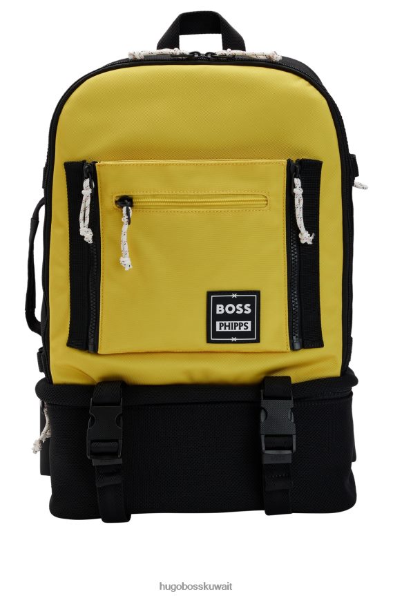 4TFNJN5587 أصفر Hugo Boss حقيبة ظهر من القماش المعاد تدويره من فيبس