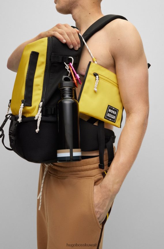 4TFNJN5587 أصفر Hugo Boss حقيبة ظهر من القماش المعاد تدويره من فيبس