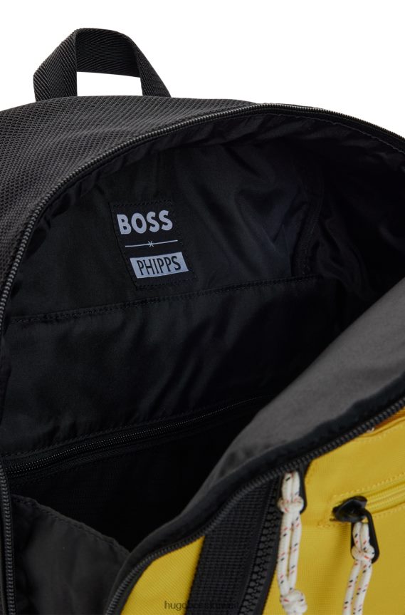 4TFNJN5587 أصفر Hugo Boss حقيبة ظهر من القماش المعاد تدويره من فيبس
