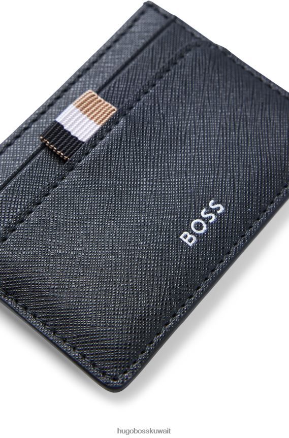 4TFNJN5592 أزرق غامق Hugo Boss حامل بطاقات هوغو بمشبك نقود باللون الأزرق الداكن مع حروف الشعار