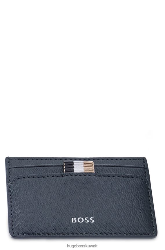 4TFNJN5592 أزرق غامق Hugo Boss حامل بطاقات هوغو بمشبك نقود باللون الأزرق الداكن مع حروف الشعار