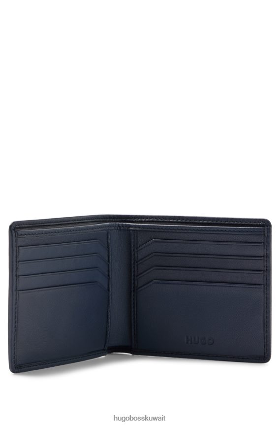 4TFNJN5594 أزرق غامق Hugo Boss محفظة هوغو جلدية مع شعار أحمر وفتحات متناسقة للبطاقات باللون الأزرق الداكن