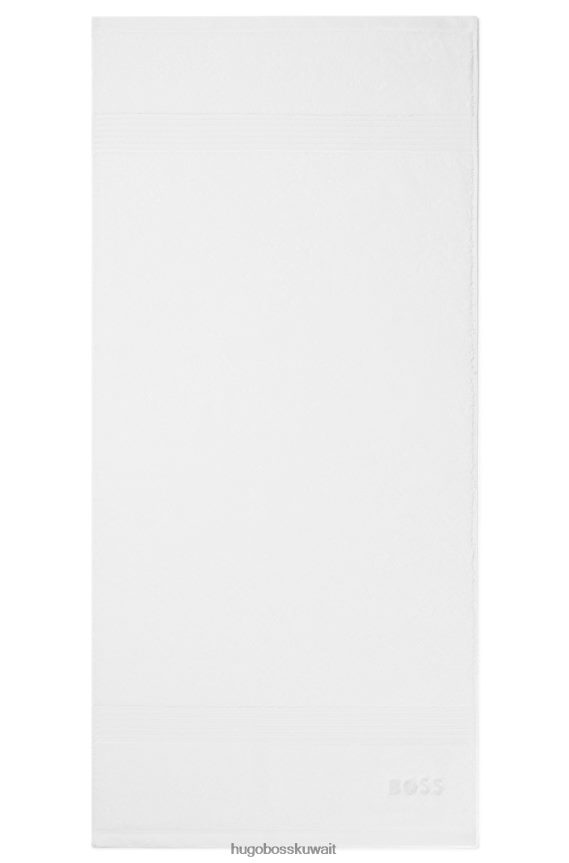 4TFNJN5597 أبيض Hugo Boss منشفة يد بيضاء مطرزة بشعار الماركة من قطن هوغو بحر إيجه