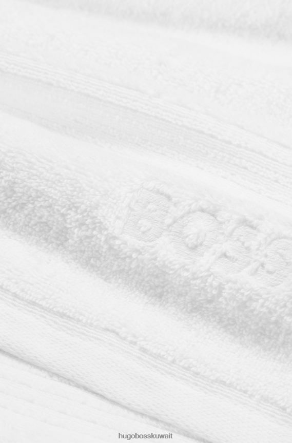 4TFNJN5597 أبيض Hugo Boss منشفة يد بيضاء مطرزة بشعار الماركة من قطن هوغو بحر إيجه