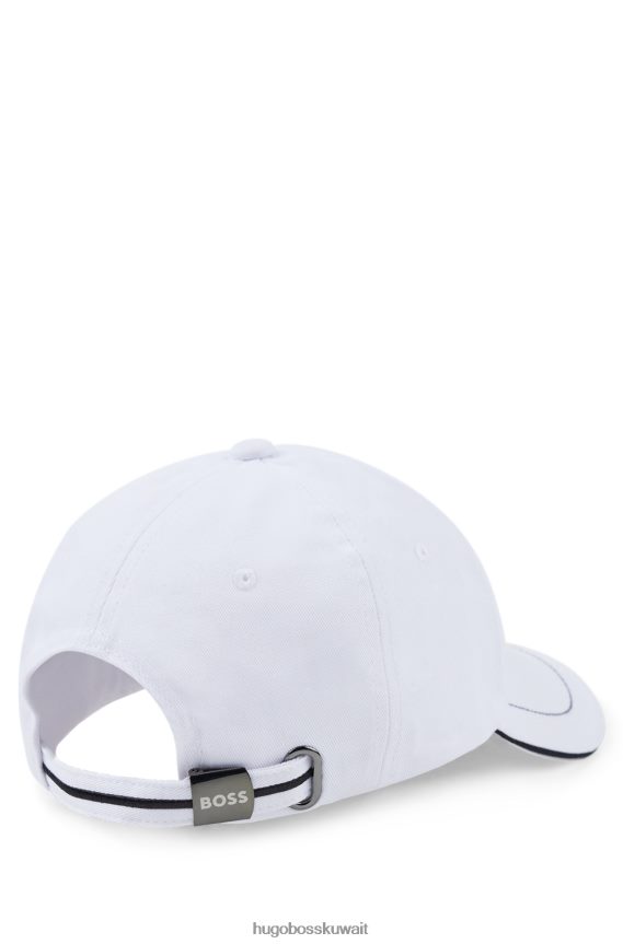 4TFNJN5604 أبيض Hugo Boss قبعة من نسيج قطني طويل مع شعار هوغو باللون الأبيض