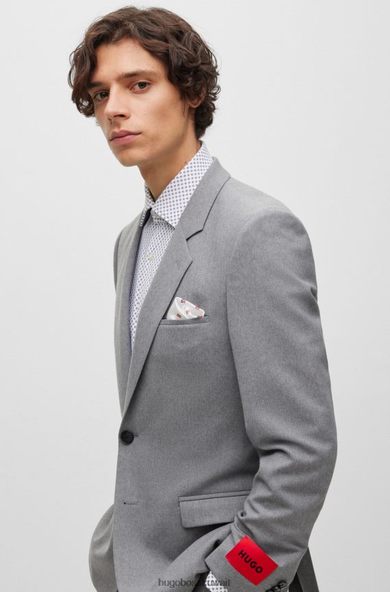 4TFNJN5612 أبيض Hugo Boss منديل جيب أبيض من Hugo بطباعة رقمية مع حدود صلبة