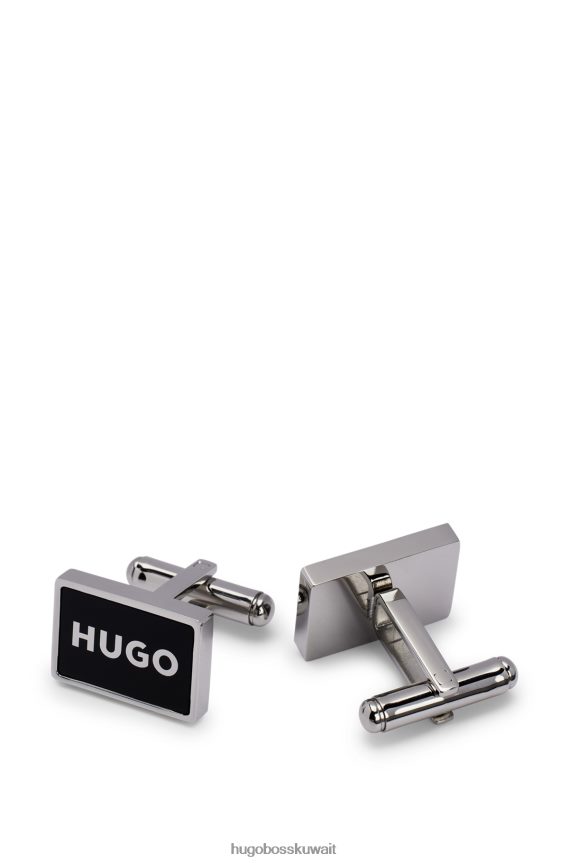 4TFNJN5619 أسود Hugo Boss أزرار أكمام بشعار هوغو باللون الأسود مع مينا سوداء