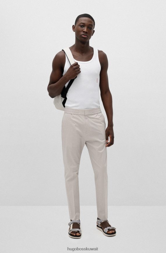 4TFNJN5627 أبيض Hugo Boss حقيبة ظهر Hugo مصنوعة من النايلون المعاد تدويره مع ملصق شعار أحمر باللون الأبيض