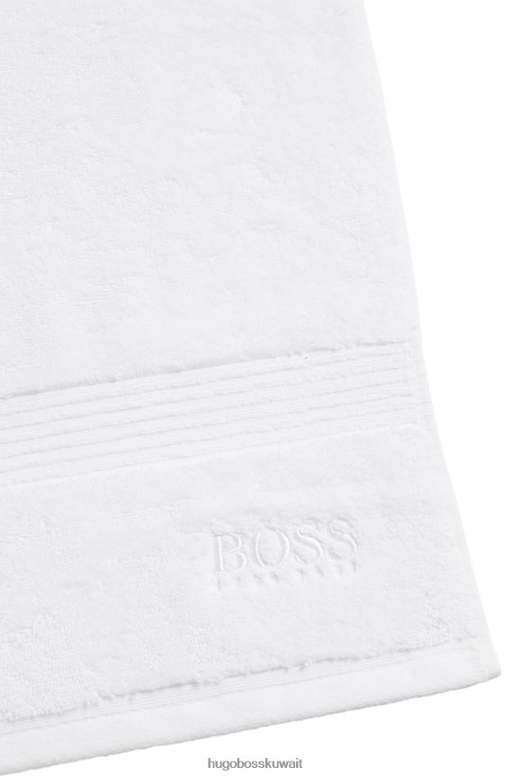 4TFNJN5641 أبيض Hugo Boss منشفة حمام بشعار الماركة من قطن بحر إيجه باللون الأبيض