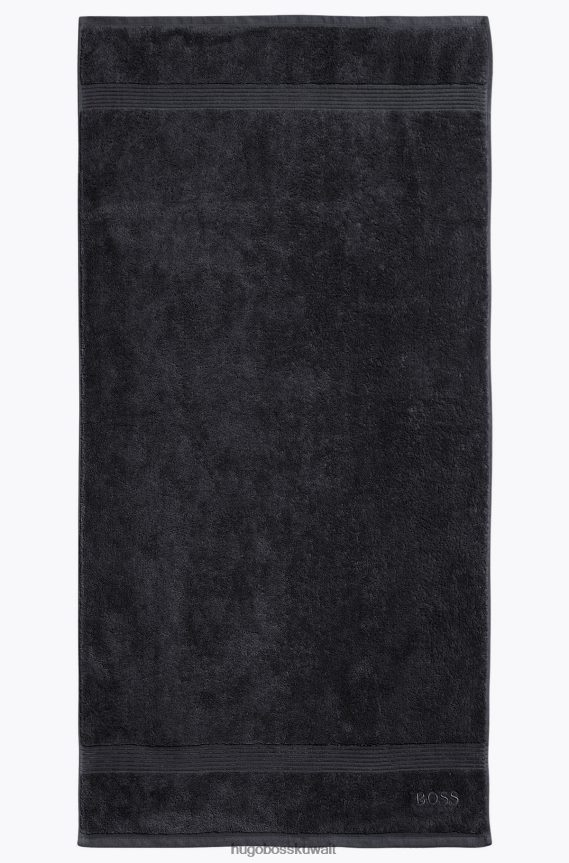 4TFNJN5643 أسود Hugo Boss منشفة حمام بشعار الماركة من قطن بحر إيجه باللون الأسود