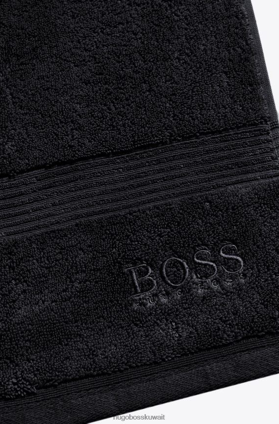 4TFNJN5643 أسود Hugo Boss منشفة حمام بشعار الماركة من قطن بحر إيجه باللون الأسود