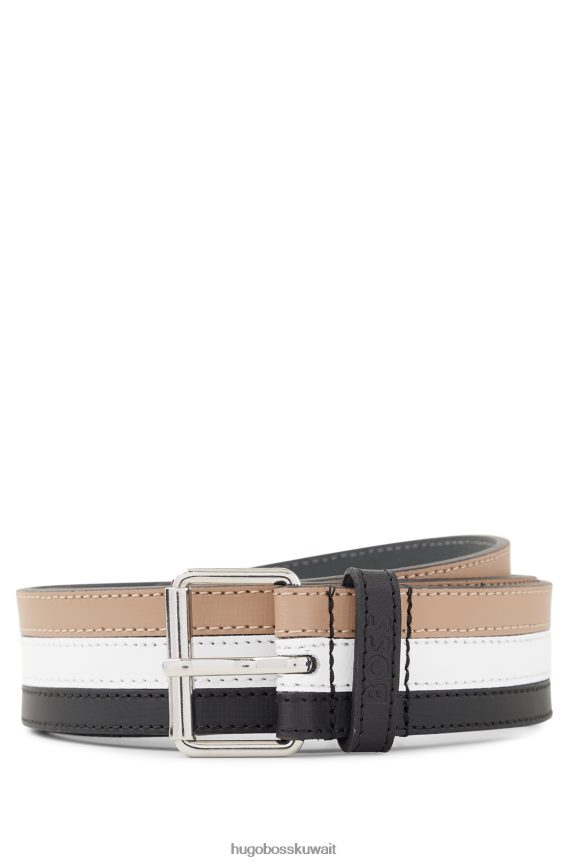 4TFNJN5644 منقوشة Hugo Boss حزام هوغو من الجلد الإيطالي منقوش مع شريط مميز وحافظة الشعار