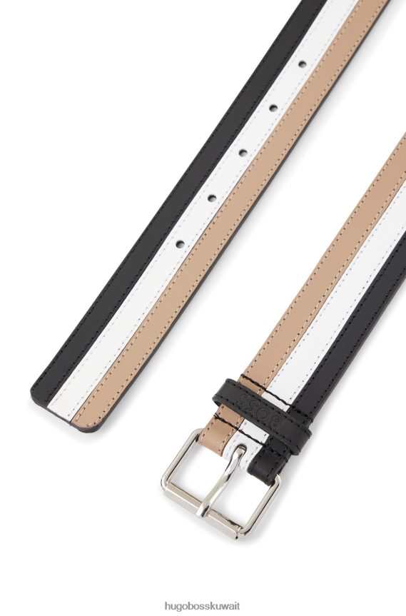 4TFNJN5644 منقوشة Hugo Boss حزام هوغو من الجلد الإيطالي منقوش مع شريط مميز وحافظة الشعار