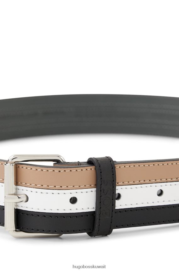 4TFNJN5644 منقوشة Hugo Boss حزام هوغو من الجلد الإيطالي منقوش مع شريط مميز وحافظة الشعار