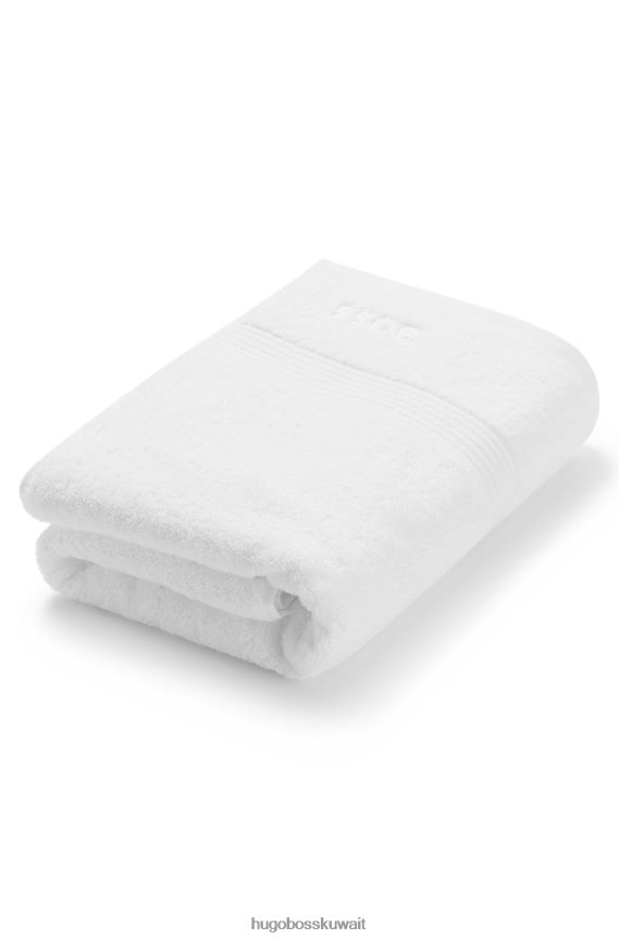4TFNJN5645 أبيض Hugo Boss منشفة حمام هوغو بيضاء مطرزة بشعار الماركة من قطن بحر إيجه